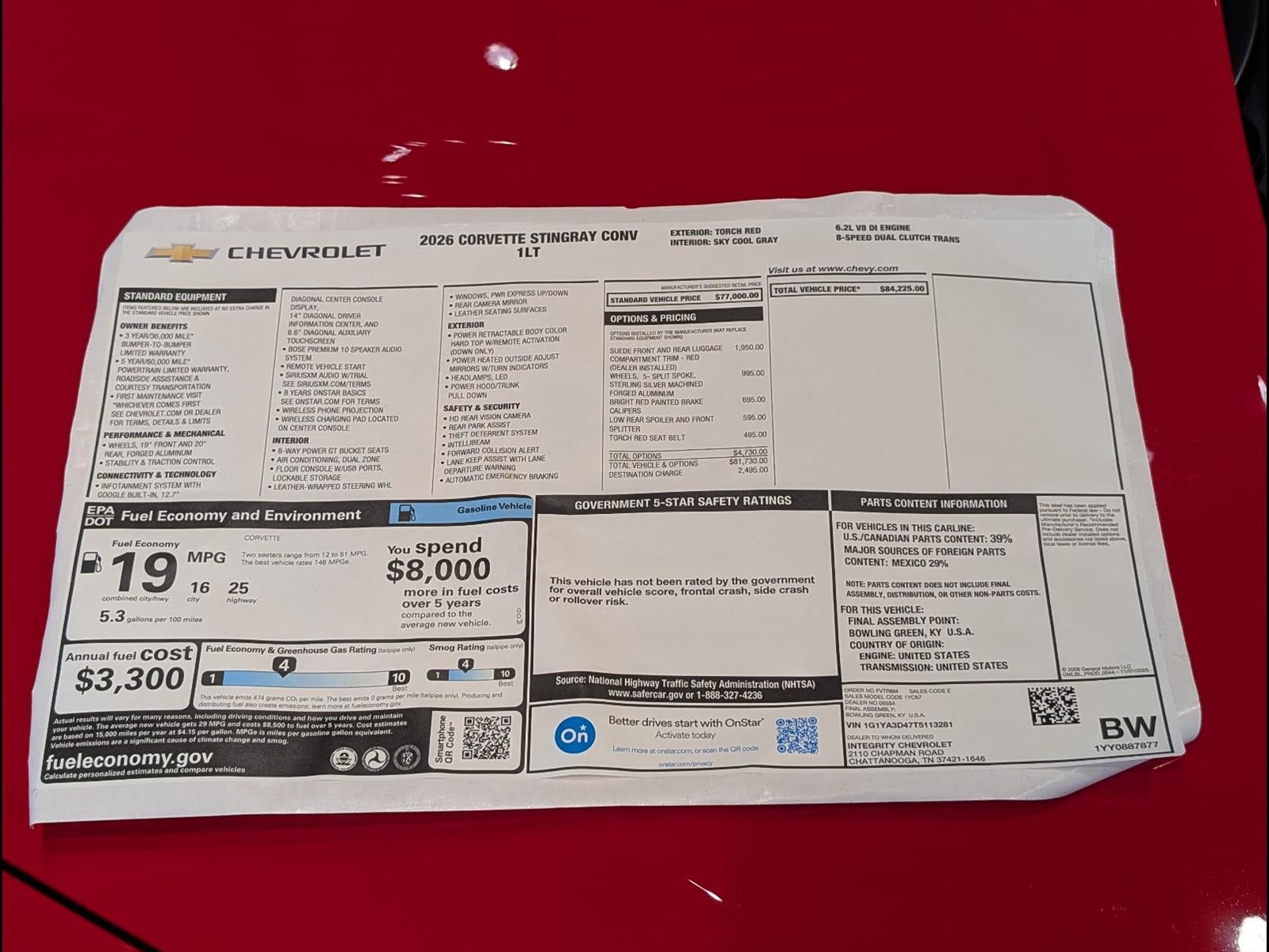 2026 Chevrolet Corvette Stingray 1LT