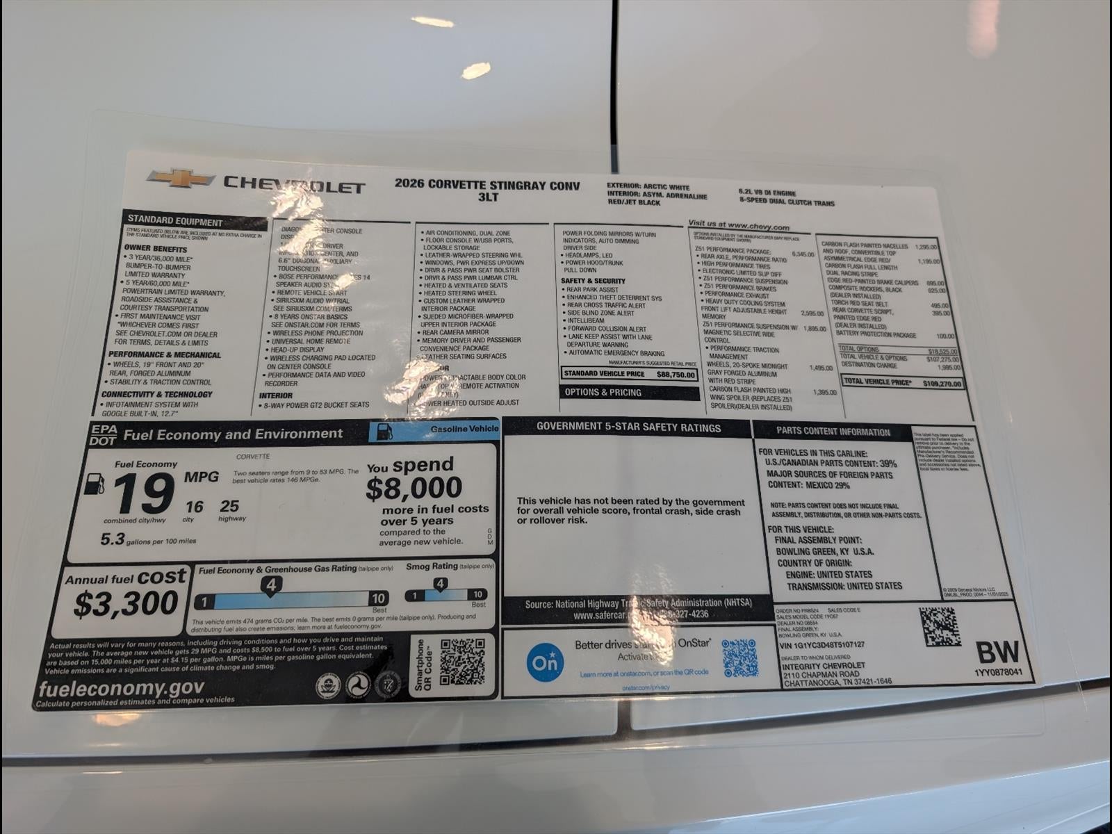 2026 Chevrolet Corvette Stingray 3LT